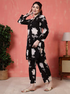 Antaran Black Pure Cotton Printed Co Ord Set | Grocsy