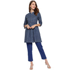 Antaran Blue Pure Cotton Printed Tunic | Grocsy
