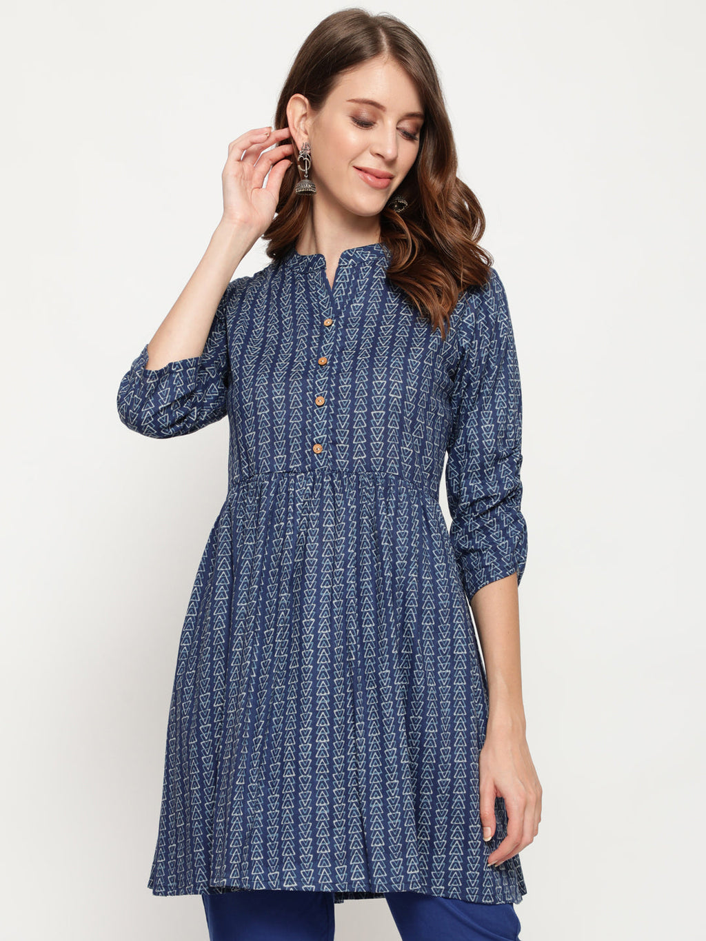 Antaran Blue Pure Cotton Printed Tunic | Grocsy