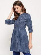 Antaran Blue Pure Cotton Printed Tunic | Grocsy