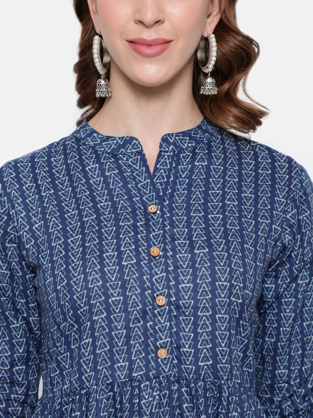 Antaran Blue Pure Cotton Printed Tunic | Grocsy