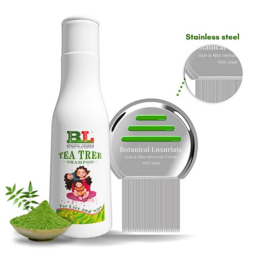 Botanical Luxuriate Tea Tree Natural Anti Lice And Nits Shampoo With Steel Lice And Nit'S Removal Comb | Grocsy