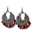 MS Fashion India Multi Color Beads German Silver Plated Antique Finish Alloy Chandbali Earrings | Grocsy