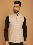 Even Apparels Nehru Jacket With Welt Pockets - Beige | Grocsy