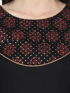 Aniyah Rayon Black Color Block Print Straight Kurta (AN-190K) | Grocsy