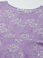 Miravan Women's Levender Floral Printed Anarkali Kurta | Grocsy