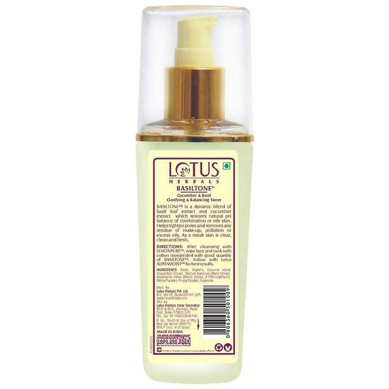 Lotus Herbals Basiltone Cucumber & Basil Clarifying & Balancing Toner | Grocsy