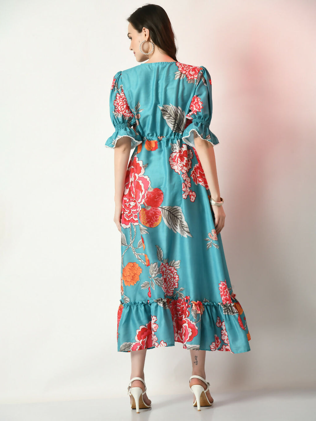 Myshka Women's Sea Green Printed Dress | Grocsy
