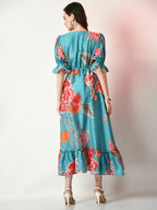 Myshka Women's Sea Green Printed Dress | Grocsy