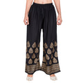 PAVONINE Black Color Golden Printed Rayon Fabric Sharara For Women | Grocsy