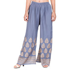 PAVONINE Grey Color Golden Printed Rayon Fabric Sharara For Women | Grocsy
