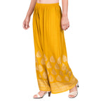 PAVONINE Mustard Color Golden Printed Rayon Fabric Sharara For Women | Grocsy