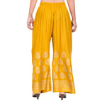 PAVONINE Mustard Color Golden Printed Rayon Fabric Sharara For Women | Grocsy