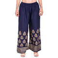 PAVONINE Navy Blue Color Golden Printed Rayon Fabric Sharara For Women | Grocsy