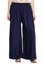 PAVONINE Navy Blue Color Rayon Fabric Half Flared Sharara For Women | Grocsy