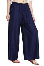 PAVONINE Navy Blue Color Rayon Fabric Half Flared Sharara For Women | Grocsy