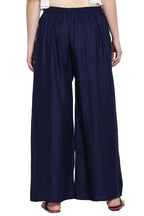 PAVONINE Navy Blue Color Rayon Fabric Half Flared Sharara For Women | Grocsy