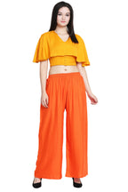 PAVONINE Orange Color Rayon Fabric Half Flared Sharara For Women | Grocsy