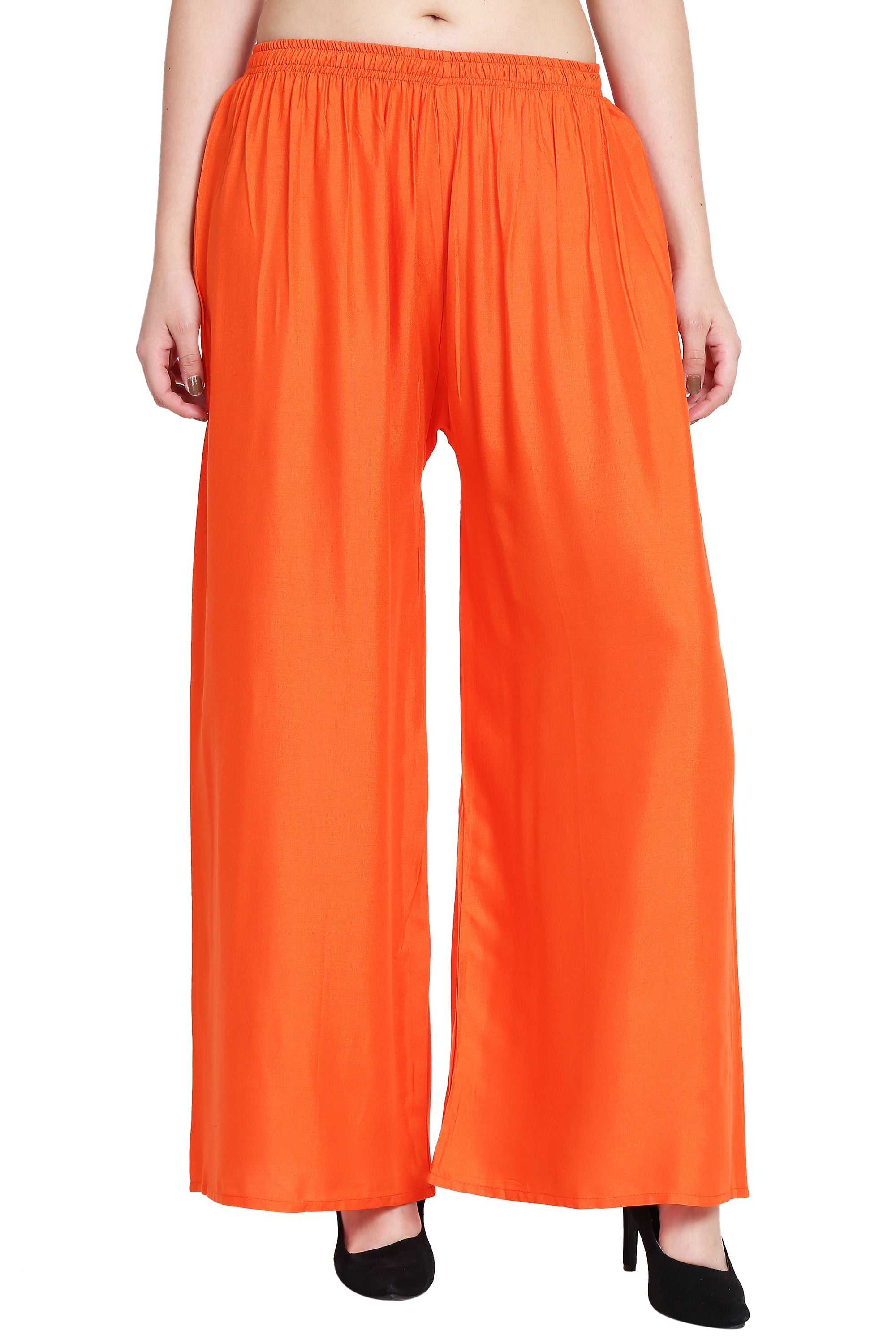 PAVONINE Orange Color Rayon Fabric Half Flared Sharara For Women | Grocsy
