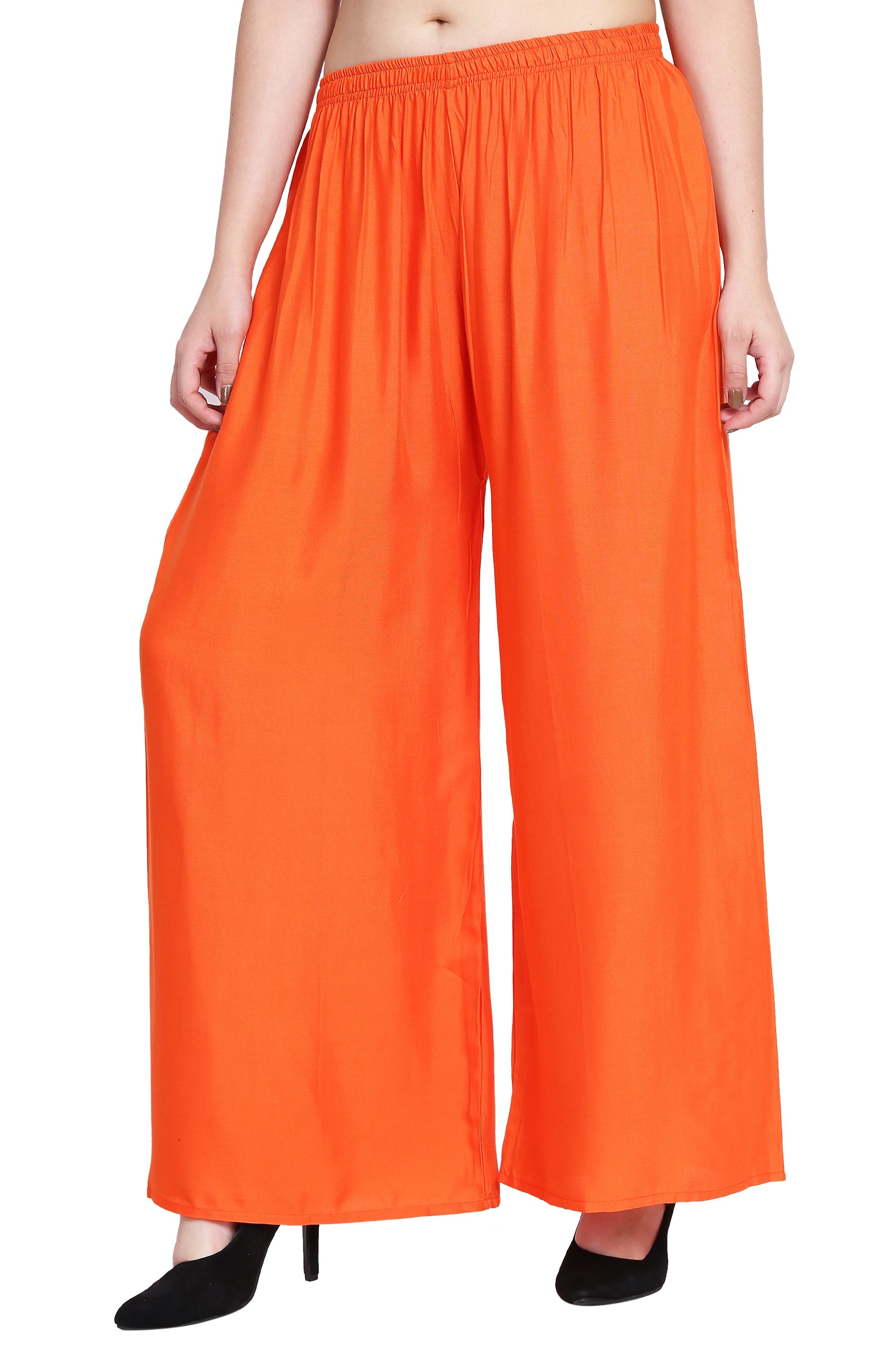 PAVONINE Orange Color Rayon Fabric Half Flared Sharara For Women | Grocsy