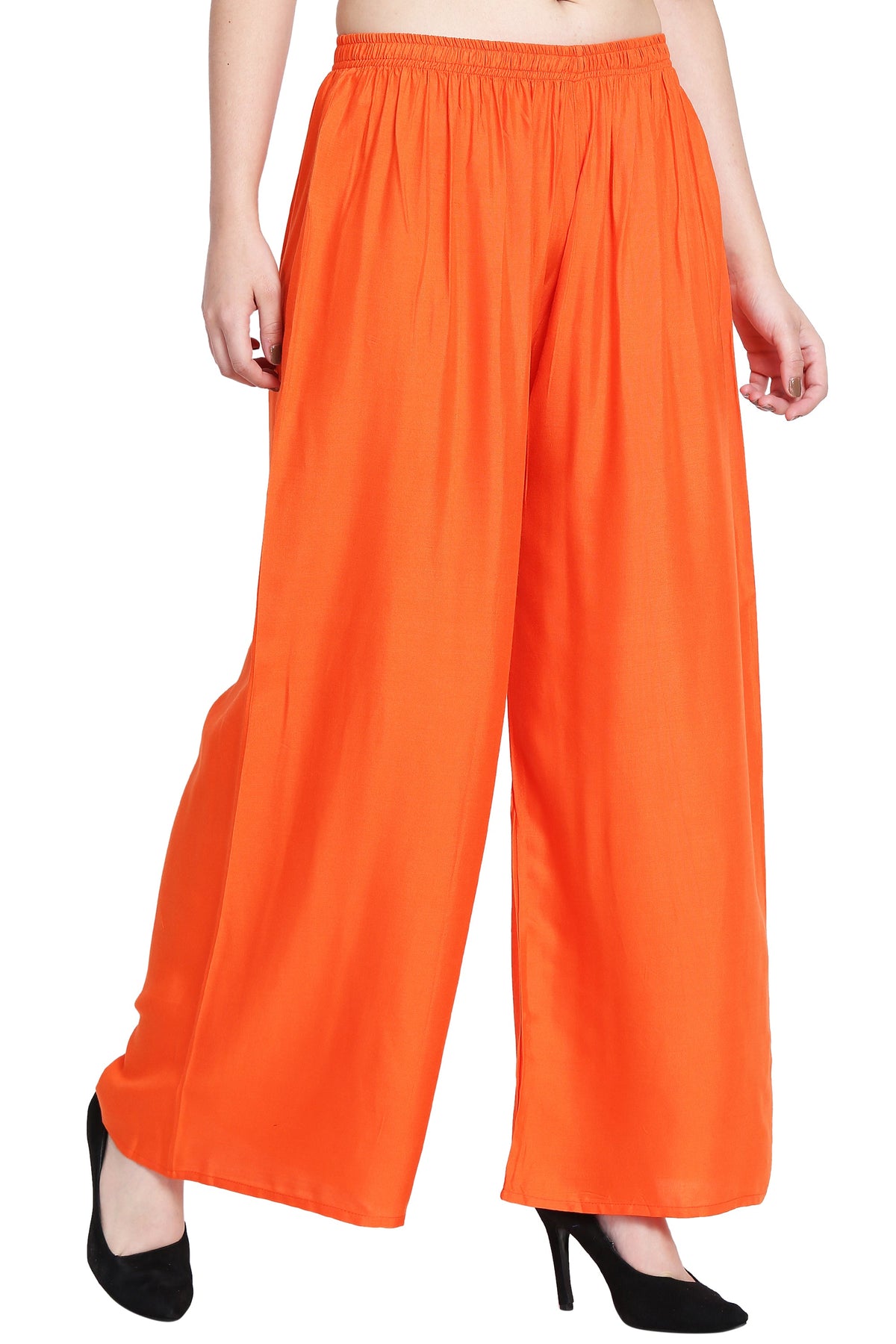 PAVONINE Orange Color Rayon Fabric Half Flared Sharara For Women | Grocsy