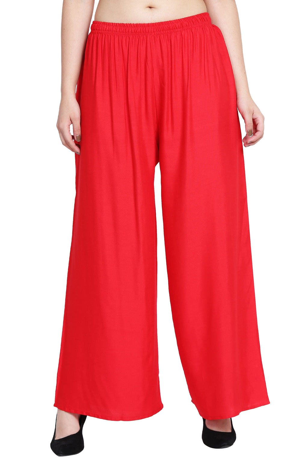 PAVONINE Red Color Rayon Fabric Half Flared Sharara For Women | Grocsy