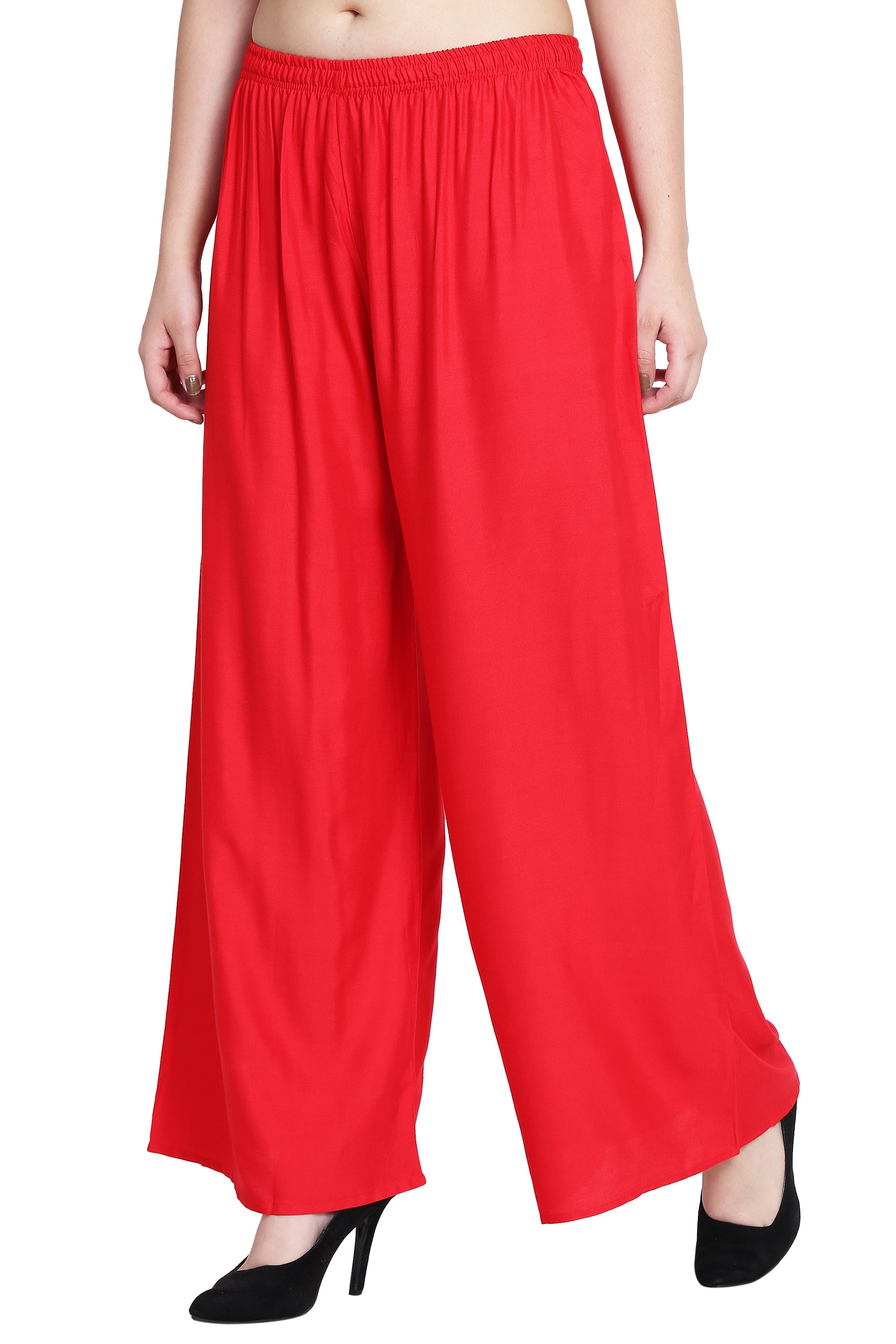 PAVONINE Red Color Rayon Fabric Half Flared Sharara For Women | Grocsy