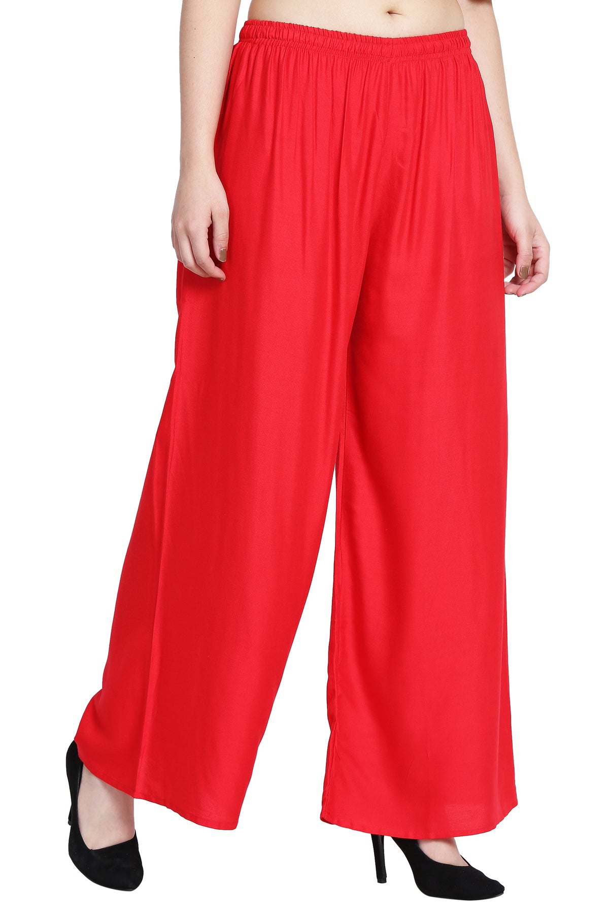 PAVONINE Red Color Rayon Fabric Half Flared Sharara For Women | Grocsy
