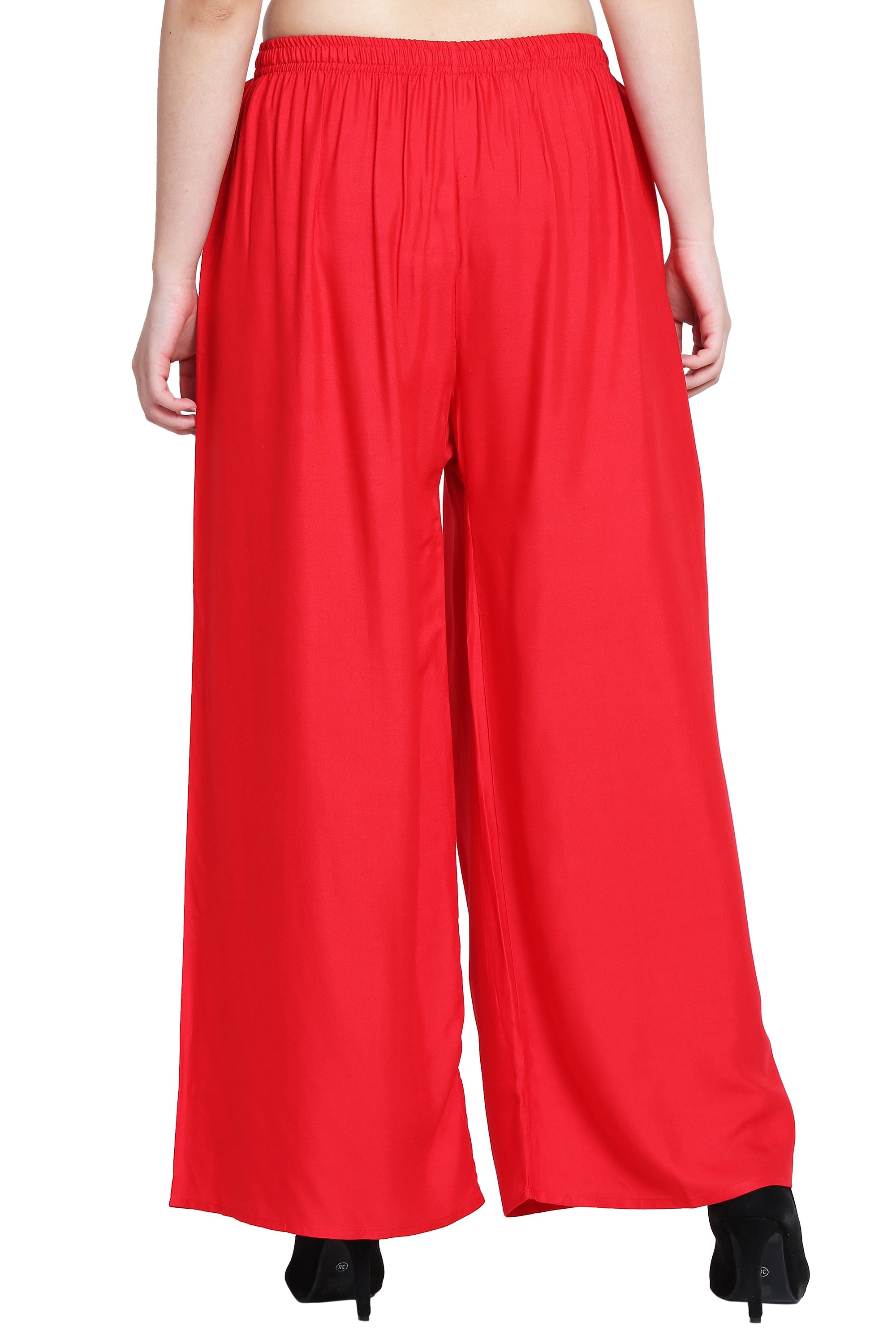 PAVONINE Red Color Rayon Fabric Half Flared Sharara For Women | Grocsy
