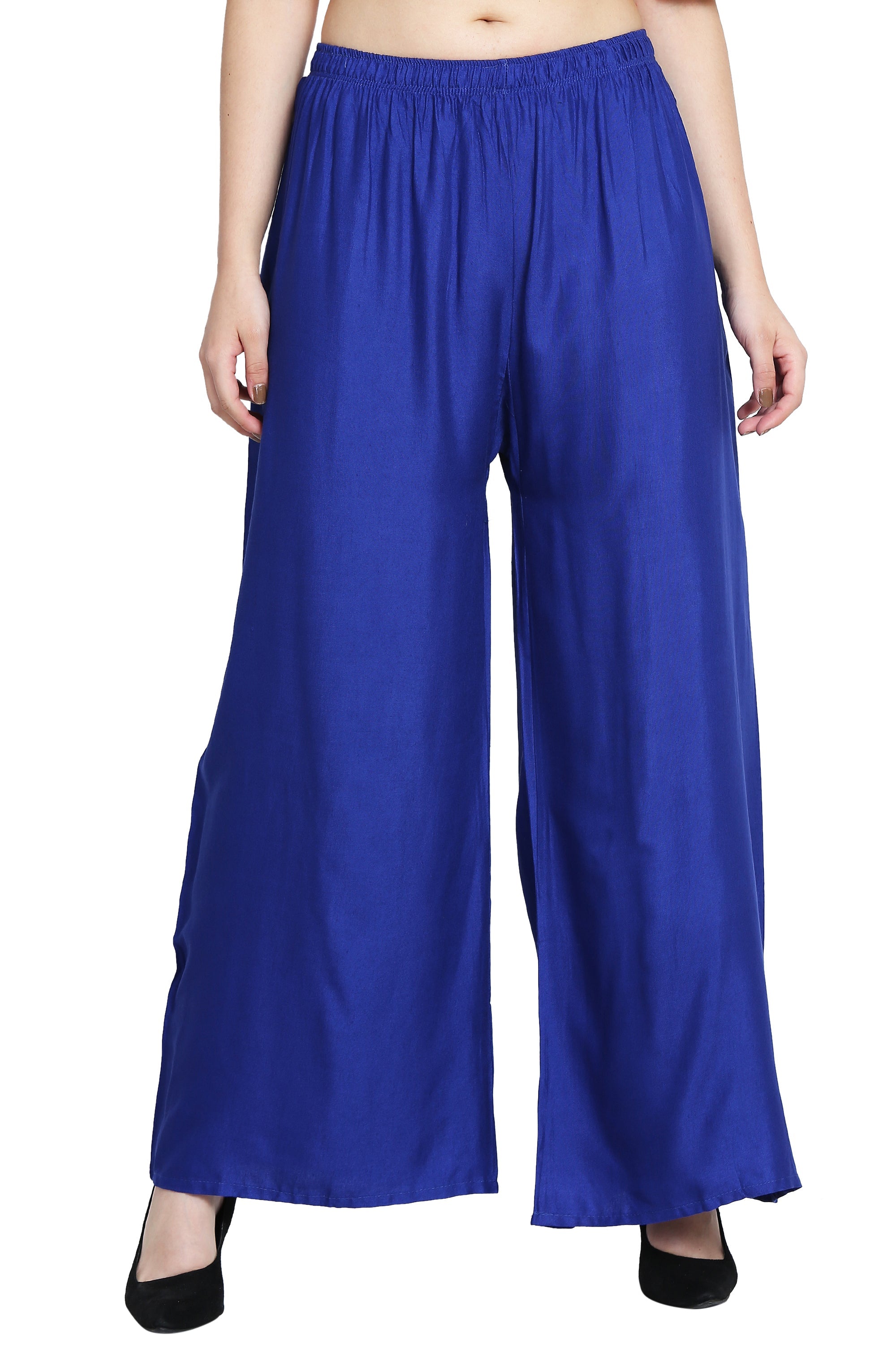 PAVONINE Royal Blue Color Rayon Fabric Half Flared Sharara For Women | Grocsy