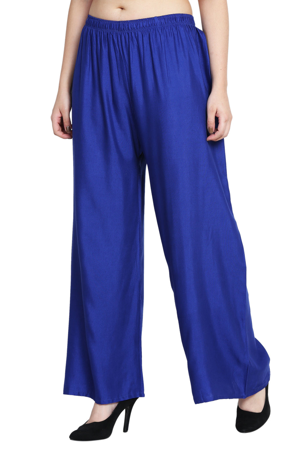 PAVONINE Royal Blue Color Rayon Fabric Half Flared Sharara For Women | Grocsy