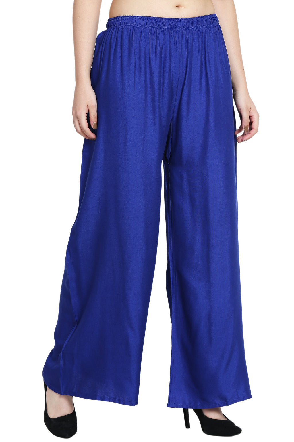 PAVONINE Royal Blue Color Rayon Fabric Half Flared Sharara For Women | Grocsy
