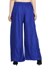 PAVONINE Royal Blue Color Rayon Fabric Half Flared Sharara For Women | Grocsy