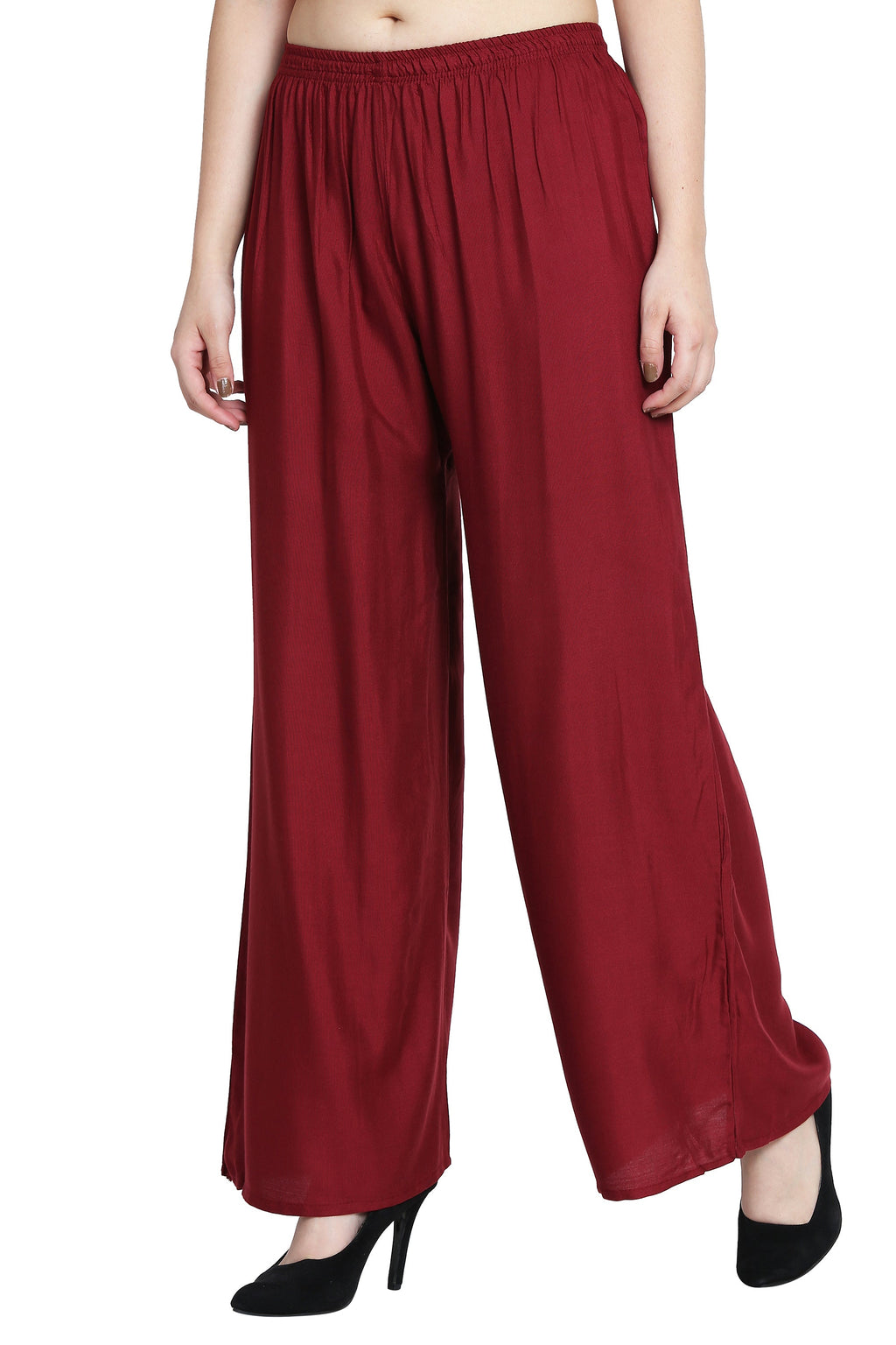 PAVONINE Maroon Color Rayon Fabric Half Flared Sharara For Women | Grocsy