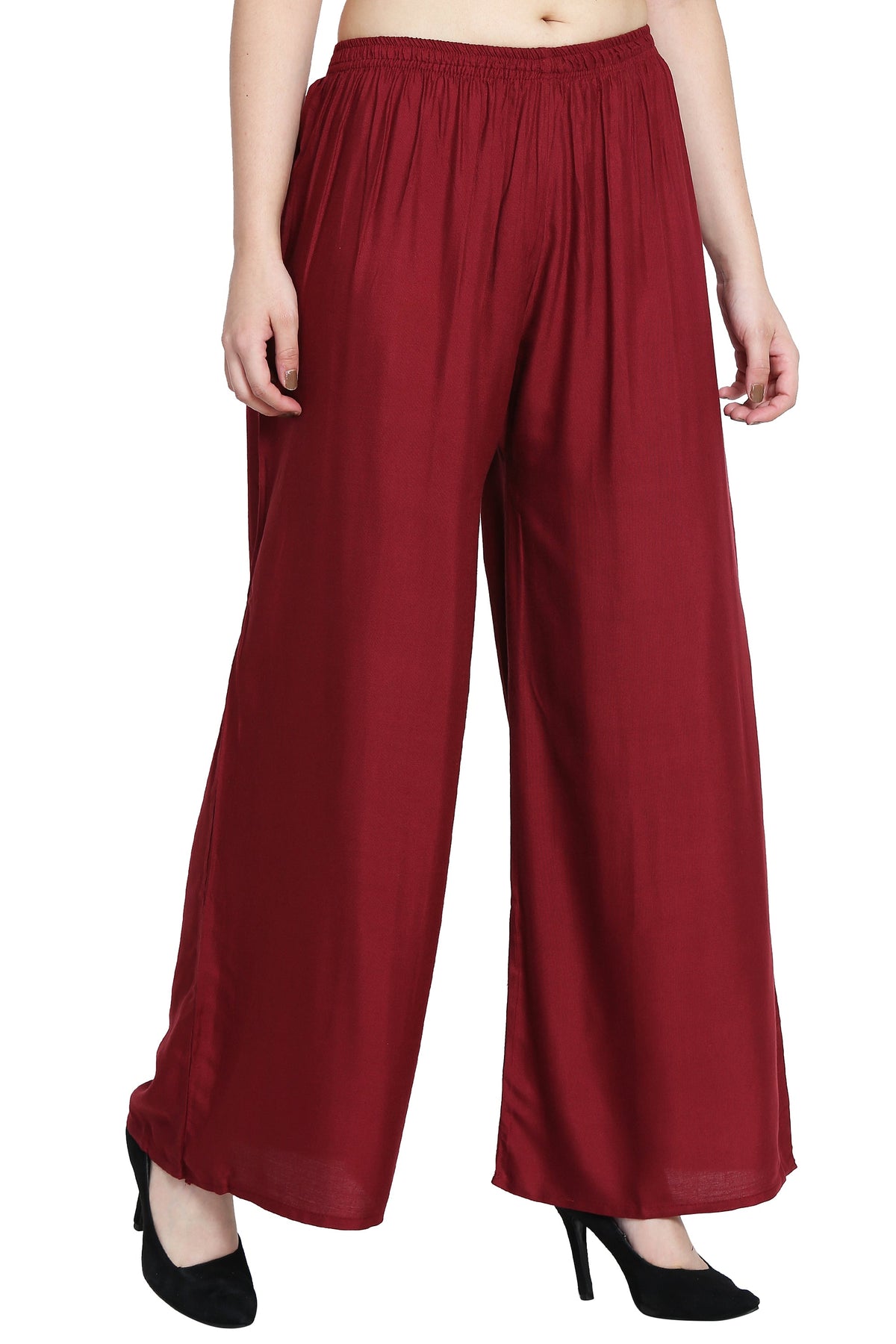 PAVONINE Maroon Color Rayon Fabric Half Flared Sharara For Women | Grocsy