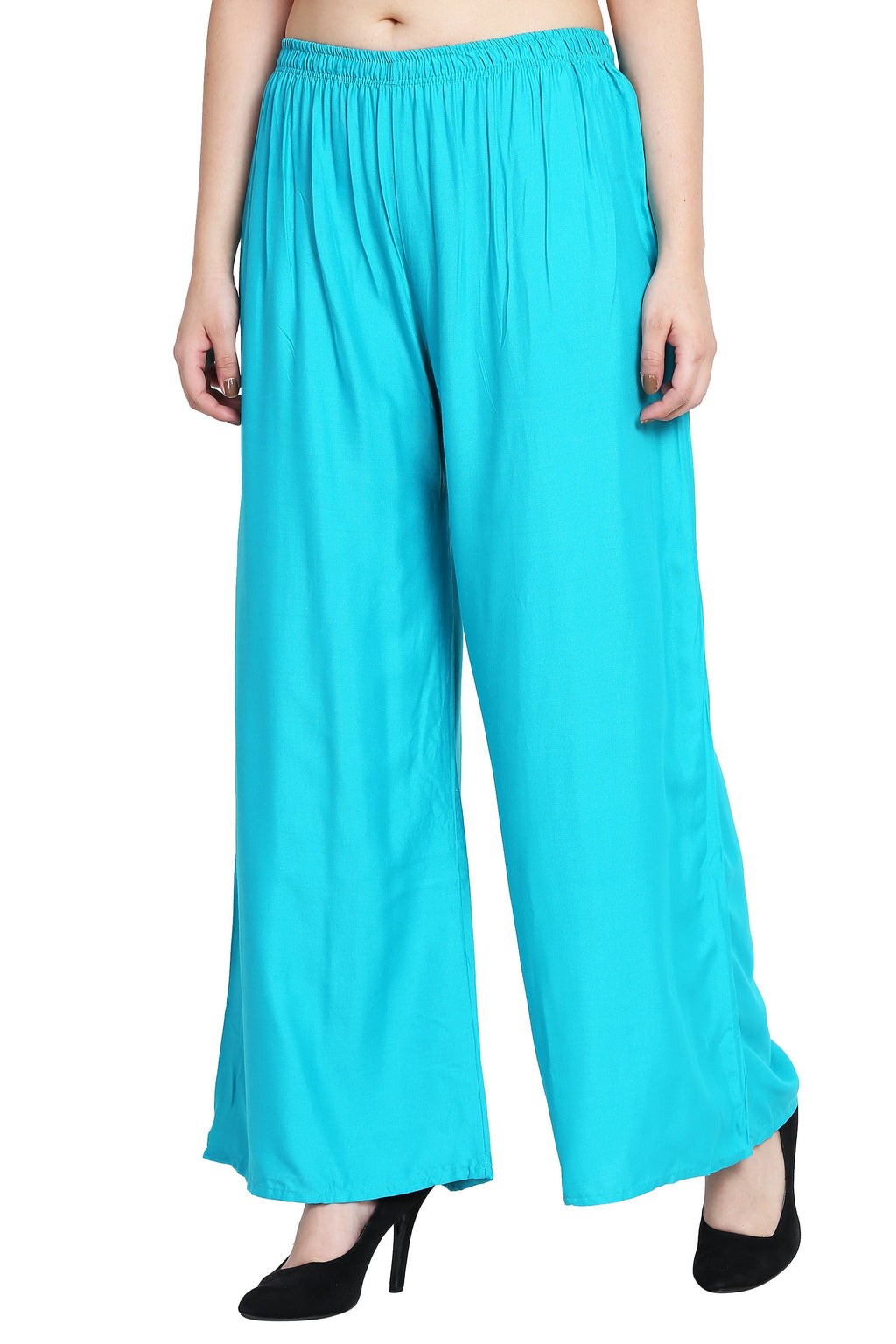 PAVONINE Rama Green Color Rayon Fabric Half Flared Sharara For Women | Grocsy