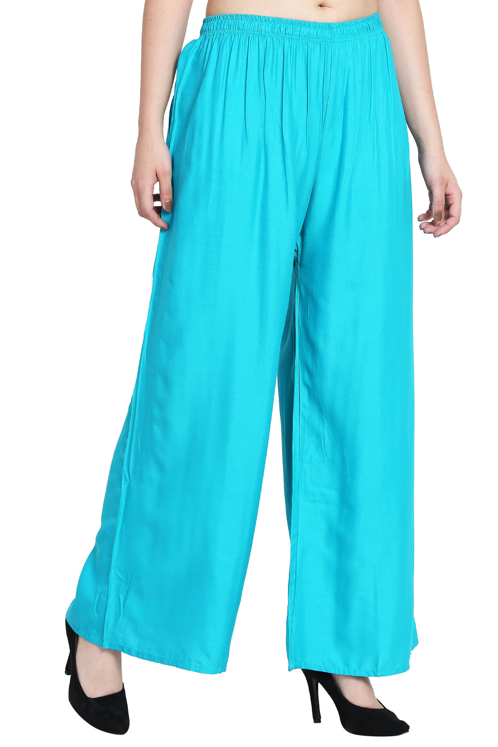 PAVONINE Rama Green Color Rayon Fabric Half Flared Sharara For Women | Grocsy