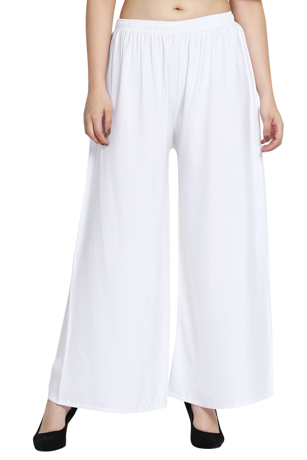 PAVONINE White Color Rayon Fabric Half Flared Sharara For Women | Grocsy