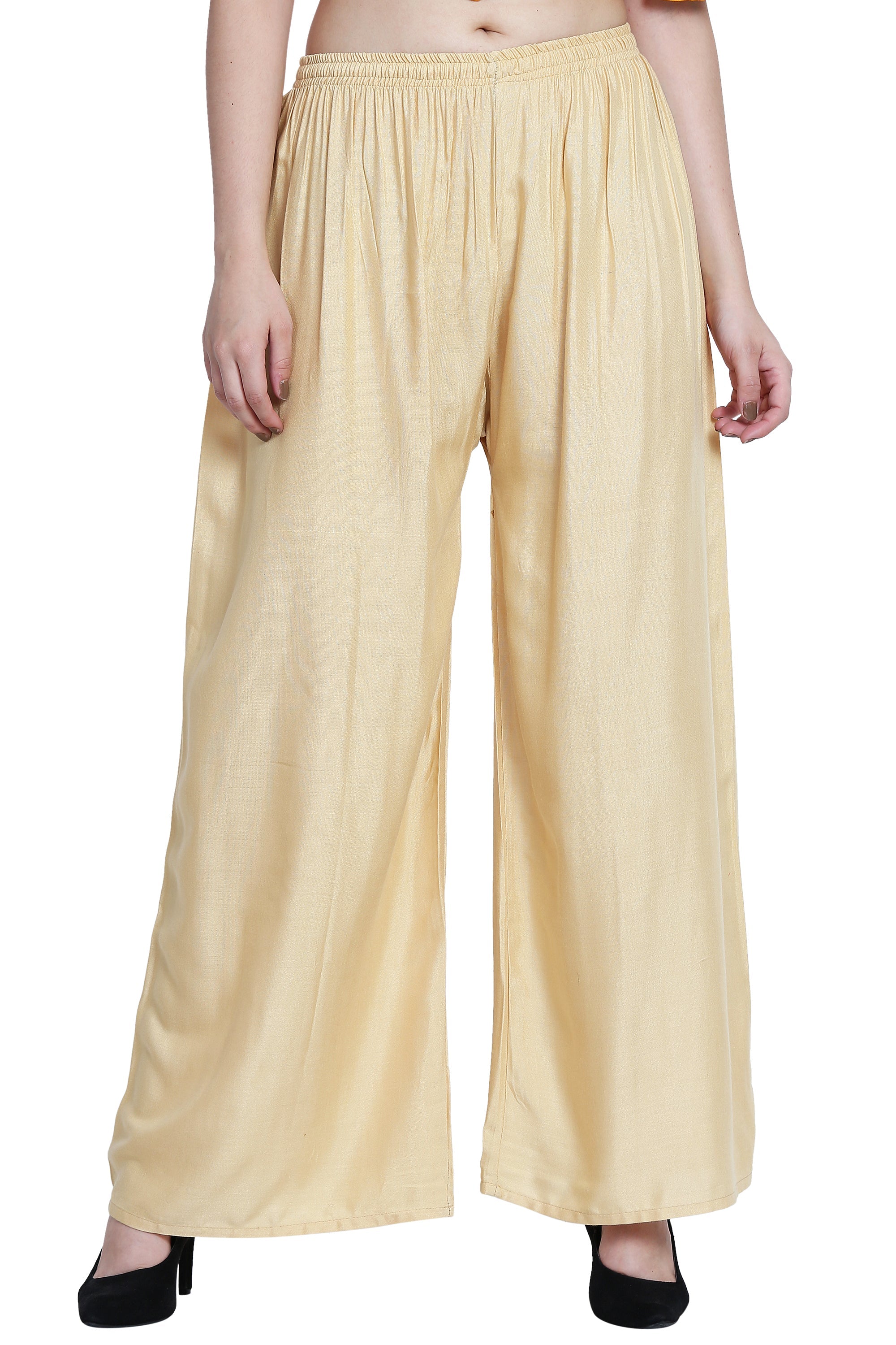 PAVONINE Beige Color Rayon Fabric Half Flared Sharara For Women | Grocsy