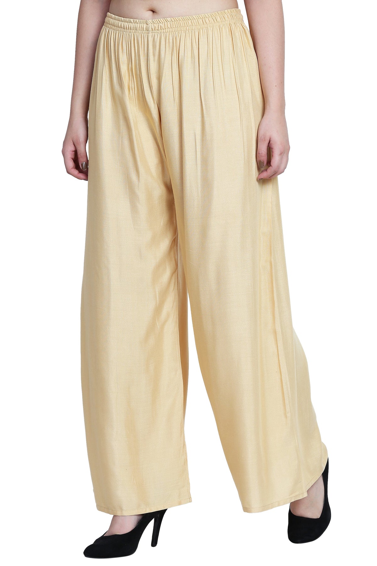 PAVONINE Beige Color Rayon Fabric Half Flared Sharara For Women | Grocsy