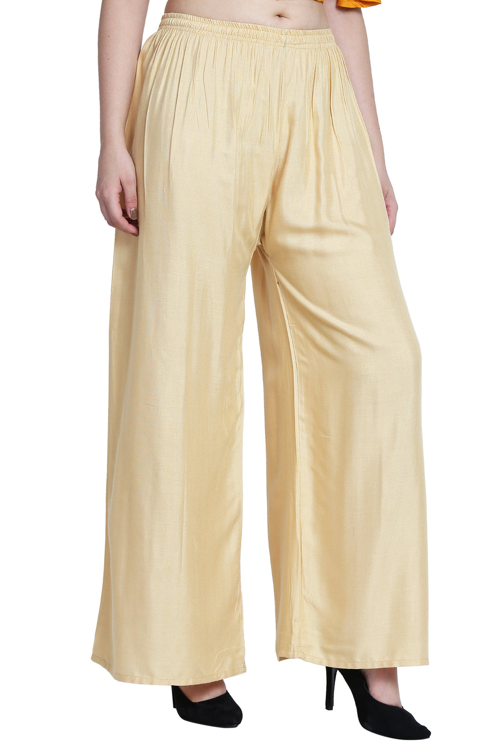 PAVONINE Beige Color Rayon Fabric Half Flared Sharara For Women | Grocsy