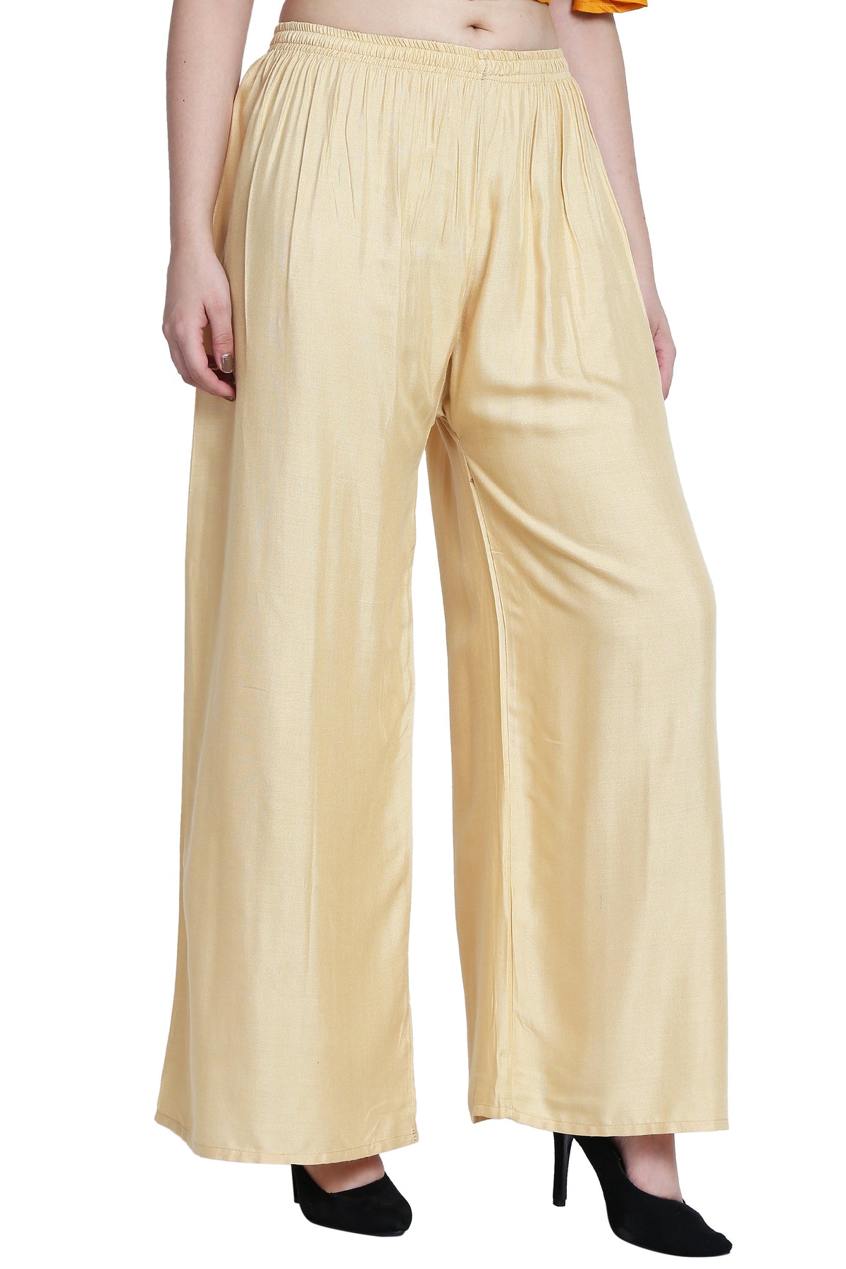 PAVONINE Beige Color Rayon Fabric Half Flared Sharara For Women | Grocsy