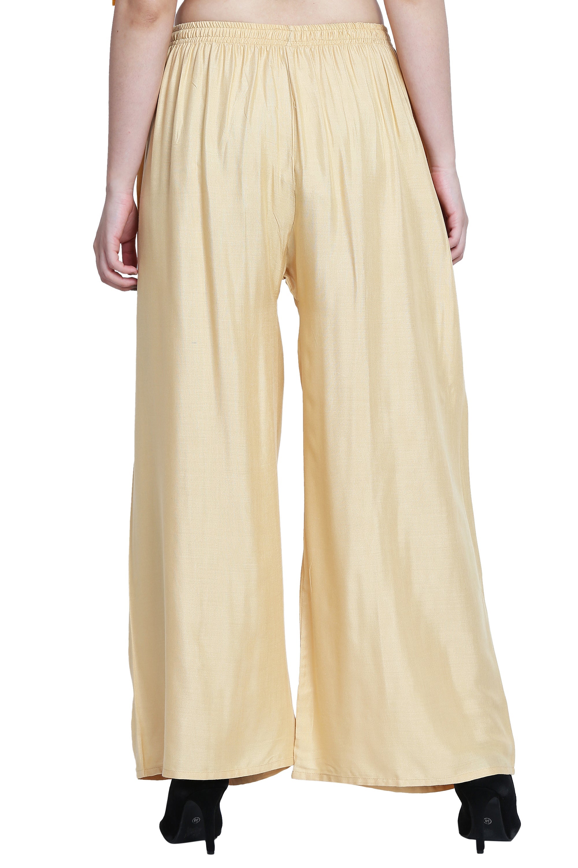 PAVONINE Beige Color Rayon Fabric Half Flared Sharara For Women | Grocsy