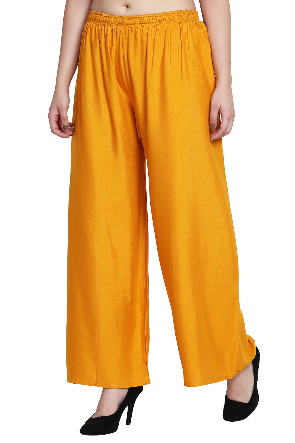 PAVONINE Mustard Color Rayon Fabric Half Flared Sharara For Women | Grocsy
