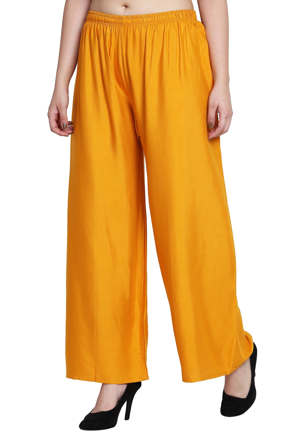PAVONINE Mustard Color Rayon Fabric Half Flared Sharara For Women | Grocsy