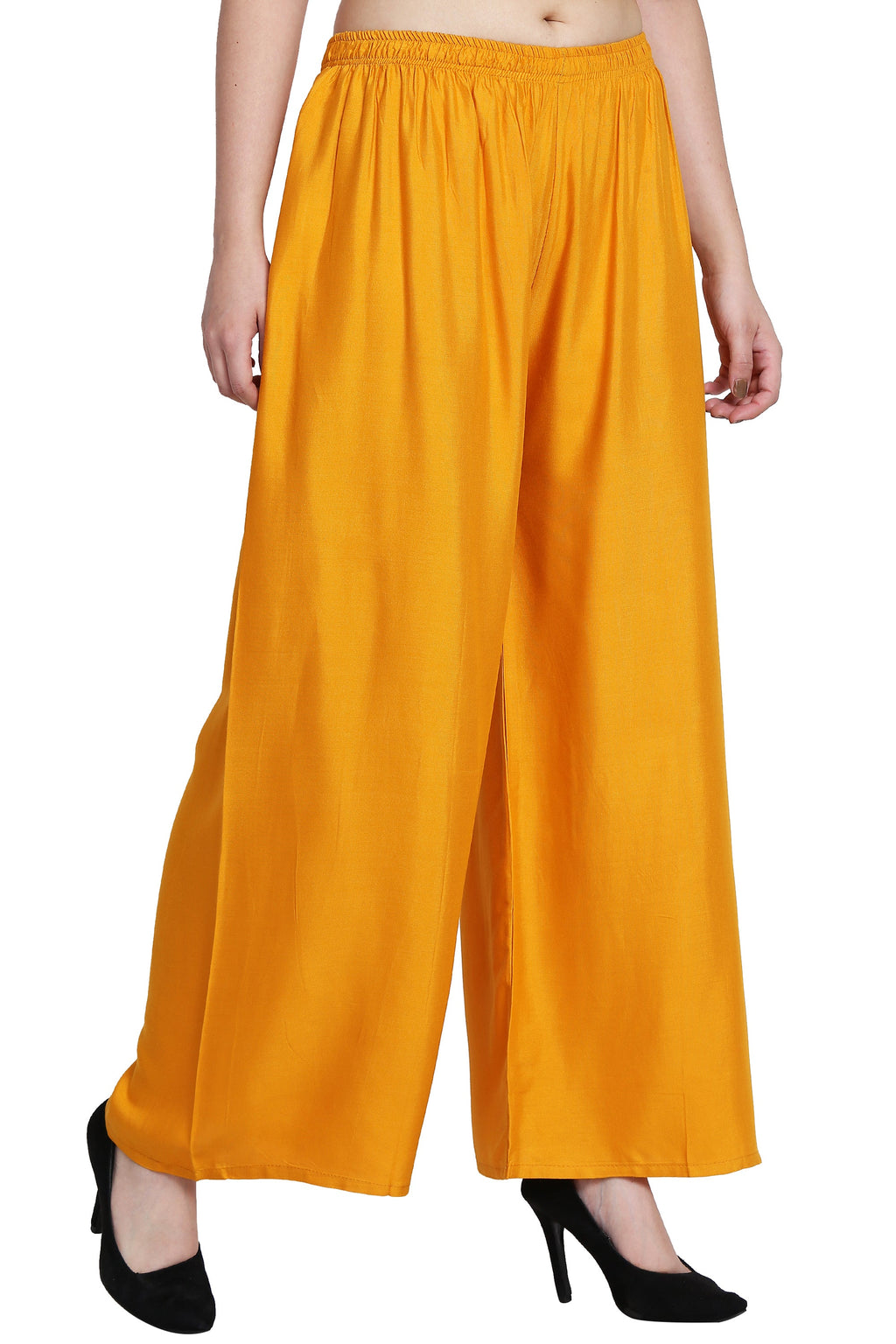 PAVONINE Mustard Color Rayon Fabric Half Flared Sharara For Women | Grocsy