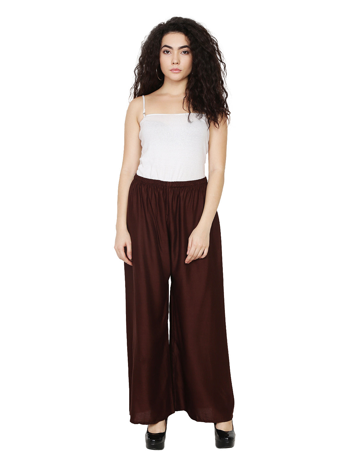PAVONINE Brown Color Rayon Fabric Half Flared Sharara For Women | Grocsy