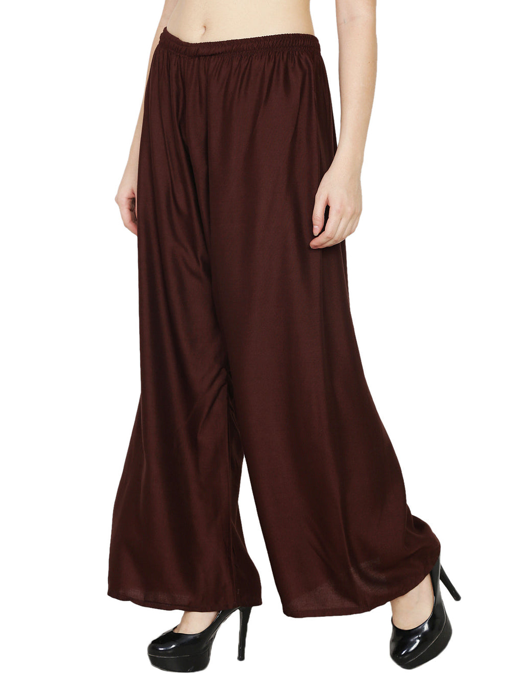 PAVONINE Brown Color Rayon Fabric Half Flared Sharara For Women | Grocsy
