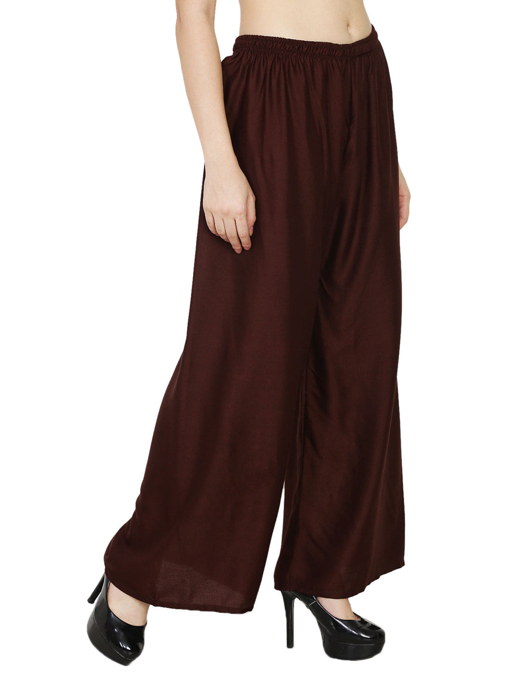 PAVONINE Brown Color Rayon Fabric Half Flared Sharara For Women | Grocsy
