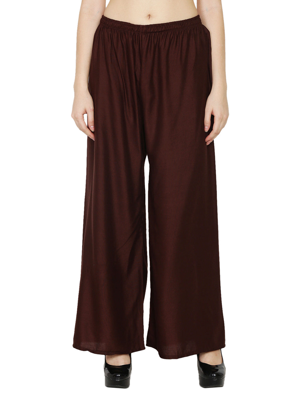 PAVONINE Brown Color Rayon Fabric Half Flared Sharara For Women | Grocsy